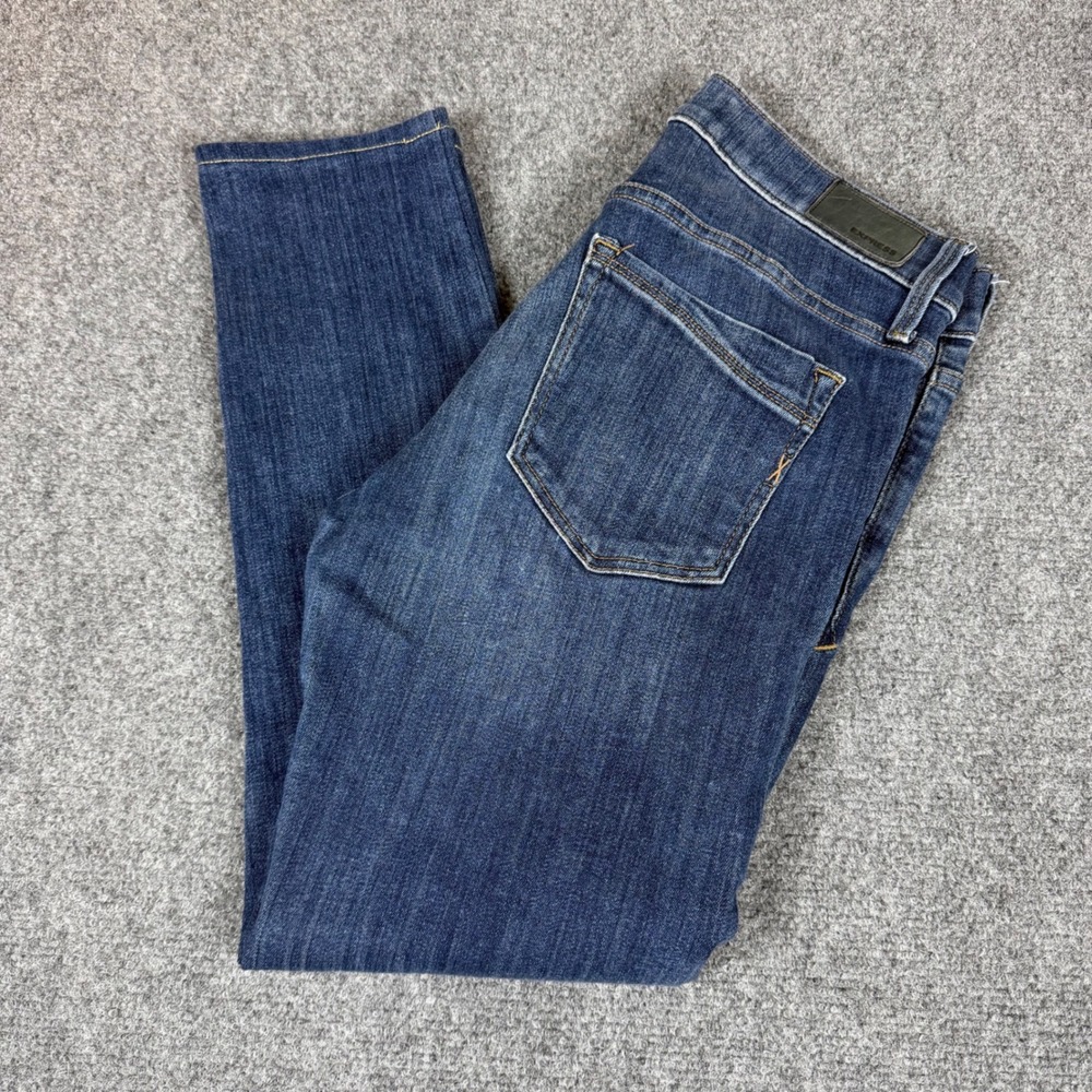 Express Skinny Mid Rise Stretch Jeans Dark Wash Blue Size 4R